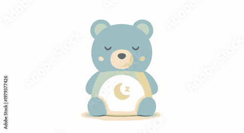 Cute Plush Bear with Crescent Moon Toy, Peaceful Sleep Concept