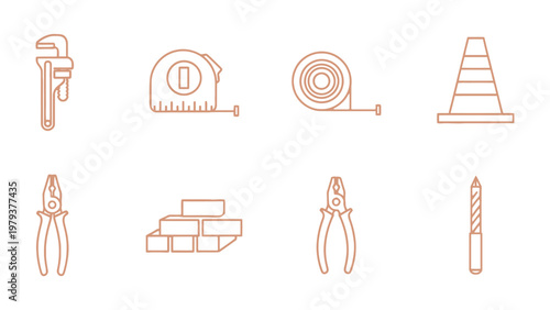 Construction Essentials: A meticulously curated illustration of essential construction tools, each detail rendered with precision.