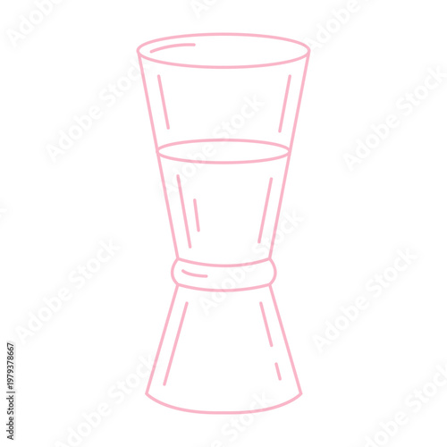 Minimalist Pink Line Art Jigger Bar Tool Illustration