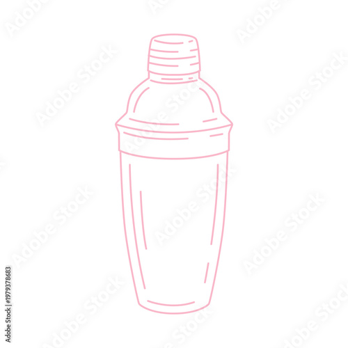 Minimalist Pink Outline Cocktail Shaker Illustration