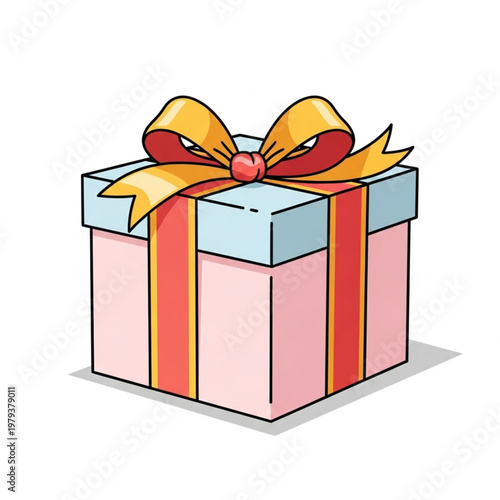 Pink Gift Box with Ribbon Decoration.