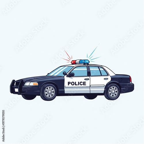 Police Car with Lights On.