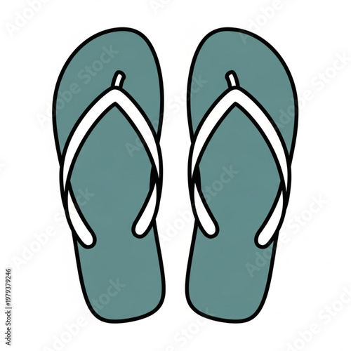 Pair of Teal Flip Flops Illustration.