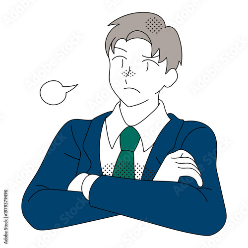 Annoyed businessman with crossed arms illustration