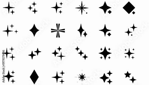 Shine icons, Sparkle star icons, 