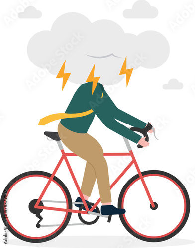 Professional cycling with storm cloud over head