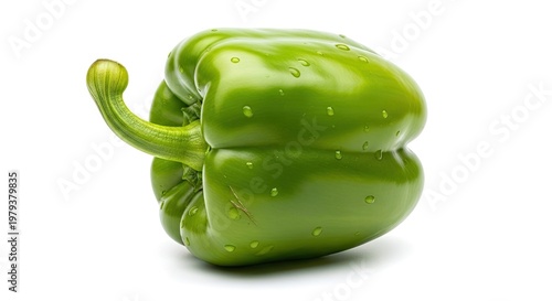 Fresh green bell pepper isolated on white background for culinary use