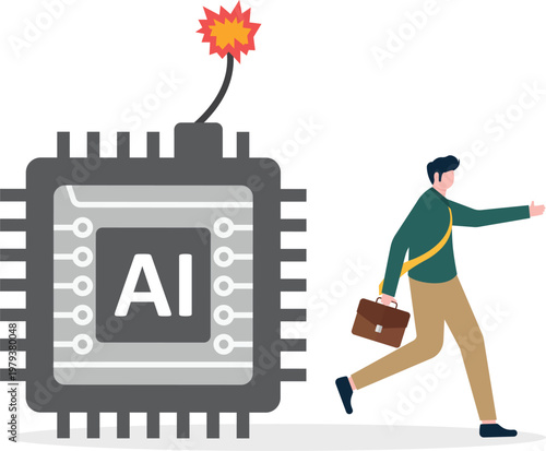 Professional walking past a ticking AI processor bomb