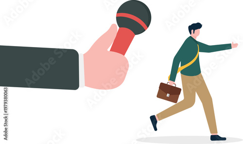 Hand holding microphone for walking professional