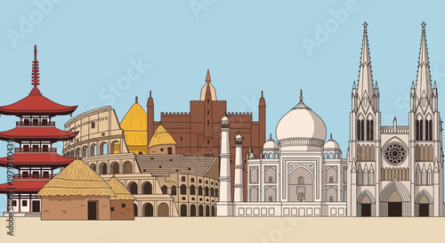 Global Landmarks Silhouette - Famous Buildings from Around the World