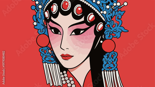 Chinese Opera Woman with Ornate Headdress