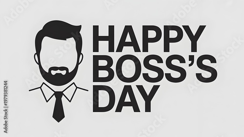 Happy Boss Day Minimal Face Corporate Illustration Design