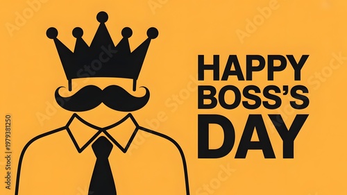 Happy Boss Day King Crown Leadership Illustration Design