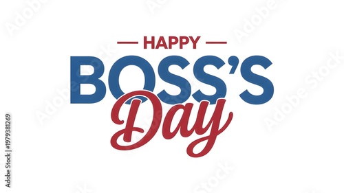 Happy Boss Day Blue Corporate Typography Greeting Banner