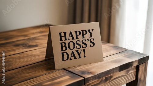 Happy Boss’s Day Greeting Card on Wooden Table