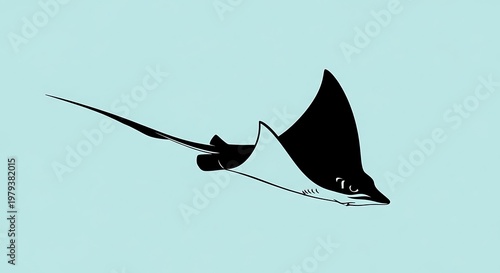 Manta Ray Swimming in Ocean.