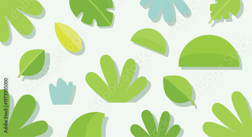 Abstract Green and Blue Tropical Leaves Vector Background