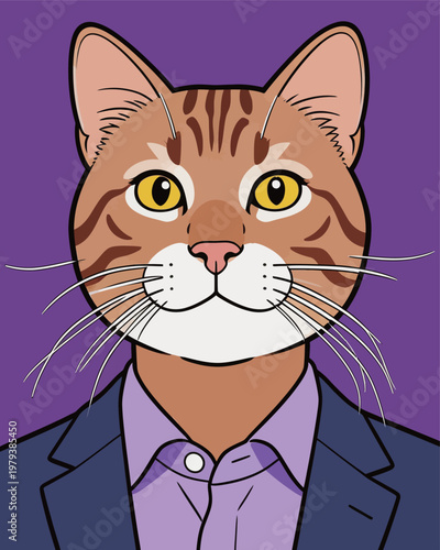 Anthropomorphic Orange Tabby Cat in Business Attire