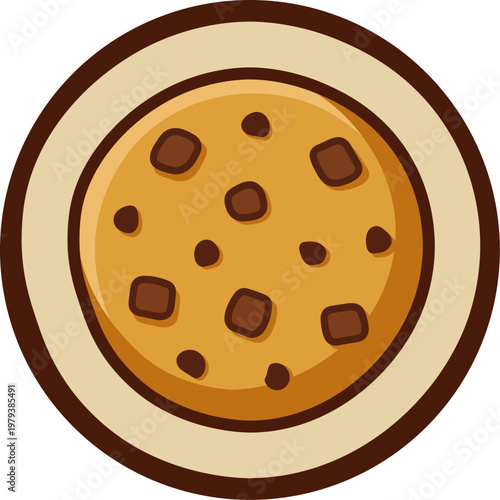Chocolate Chip Cookie Vector Icon
