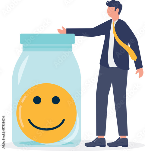 Professional putting a smiley face into a glass jar