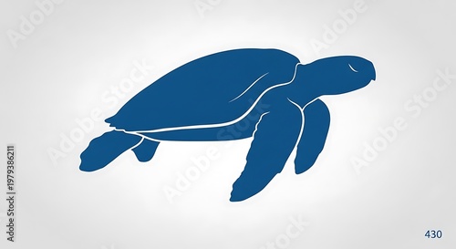 Blue sea turtle silhouette graphic design.