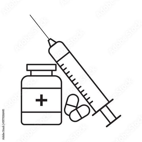 Vaccine vial icons pack. icon for web design isolated on white background.