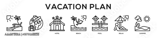 Vacation Plan web banner icon illustration concept