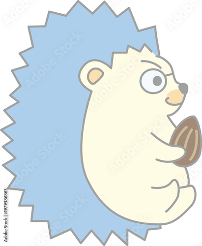 Side View Hedgehog Holding a Nut Illustration