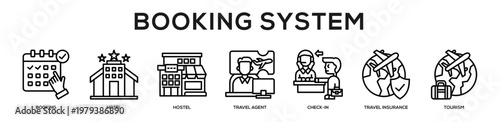 Booking System web banner icon illustration concept
