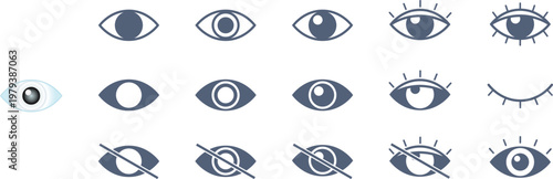 表示や非表示の目のアイコンの素材セット