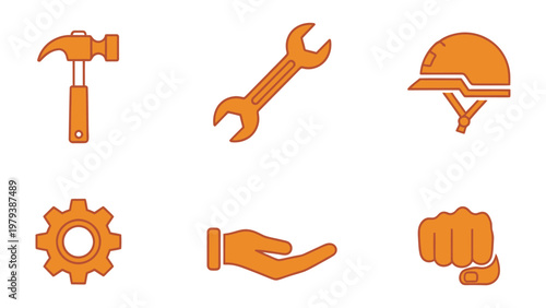 Tools of the Trade: A collection of essential tools, gear, and symbols for construction, engineering, and craftsmanship are ready for you.