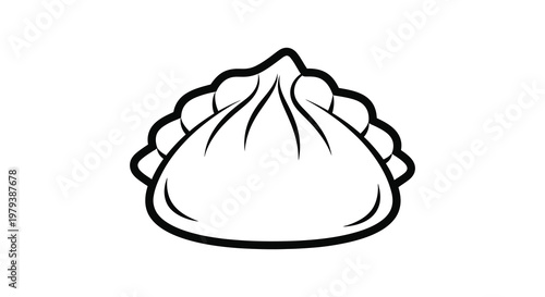 A simple black and white drawing of a dumpling silhouette