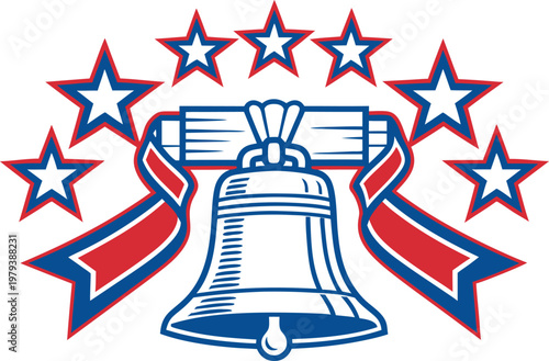 Liberty Bell Icon Of Freedom. Historic Philadelphia Landmark Bell. American Independence Symbol Bell. United States Heritage Bell Design. Classic Liberty Bell Emblem. Philadelphia Historic Freedom Bel