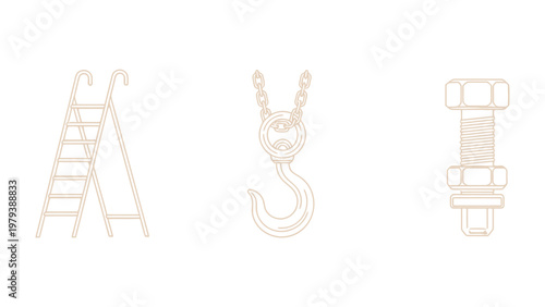 Industrial Elements: Artistic illustration showcasing a collection of essential industrial elements.