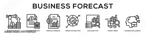 Business Forecast web banner icon illustration concept