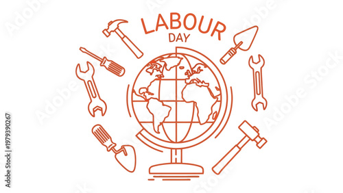 Labour Day Celebration: A graphic representation of Labor Day, the tools representing the work and contribution around the globe. 