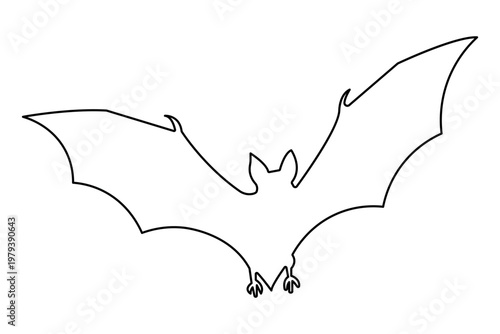 Flying bat continuous one line drawing minimalist style isolated outline vector illustration
