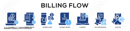 Glyphcolor - Billing Flow web banner icon vector illustration concept