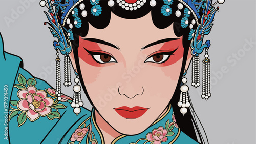 Chinese Opera Actress with Traditional Headdress