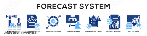 Glyphcolor - Forecast System web banner icon vector illustration concept