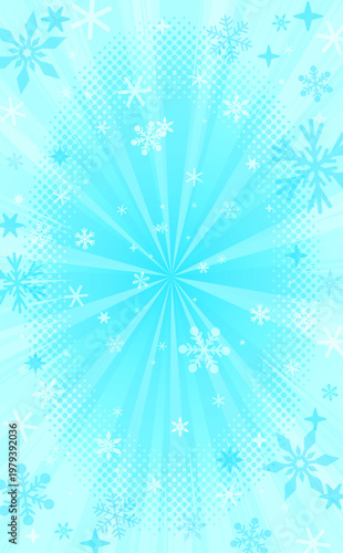 ポップな集中線とひんやりした氷の背景2_縦