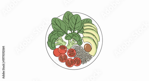 Nutritious Bowl of Goodness: An artistically arranged assortment of vibrant, fresh, and wholesome ingredients that nourish both the body and soul.