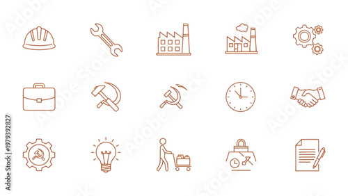 Industry Icon Collection: A meticulously curated collection of industry-related icons, offering a visual representation of diverse sectors. Including essential symbols.