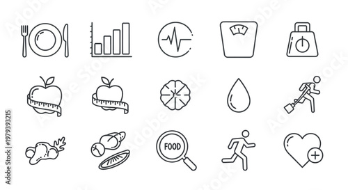 Healthy lifestyle icons and symbols.