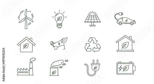 Eco friendly energy icons set.
