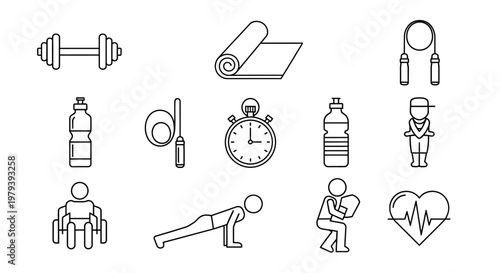 Fitness icons for healthy lifestyle.