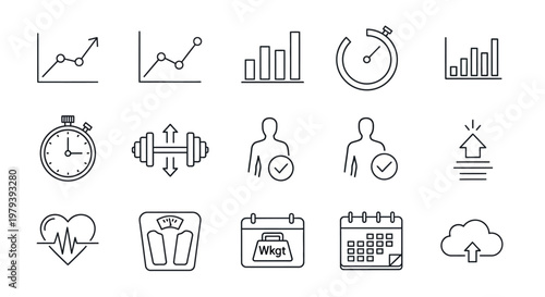 Fitness icons for healthy lifestyle motivation.