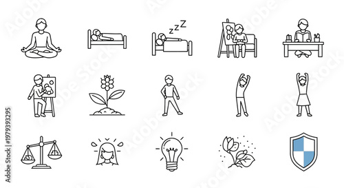Icons of business and daily life.