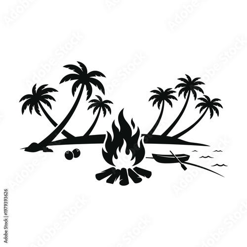 Festive train platform silhouette with bench and clock