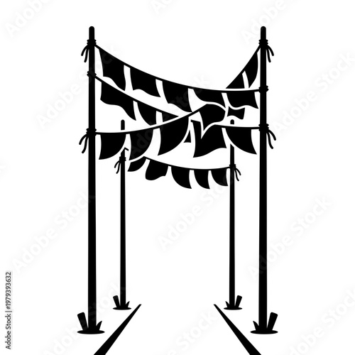 Traveler silhouette playing accordion at station bench